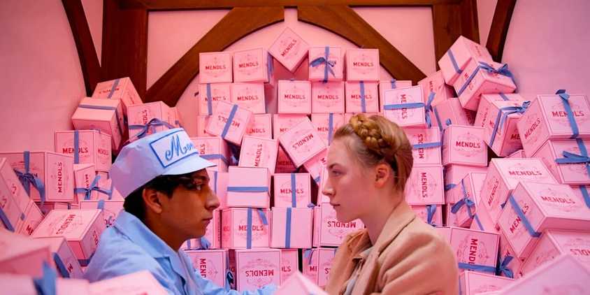 Saoirse Ronan and Tony Revolori in The Grand Budapest Hotel.