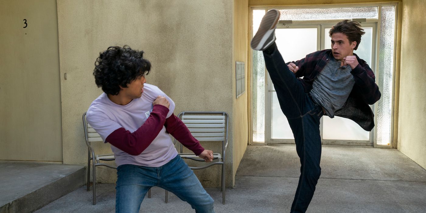 Miguel and Robby fight in the apartments in Cobra Kai season 5