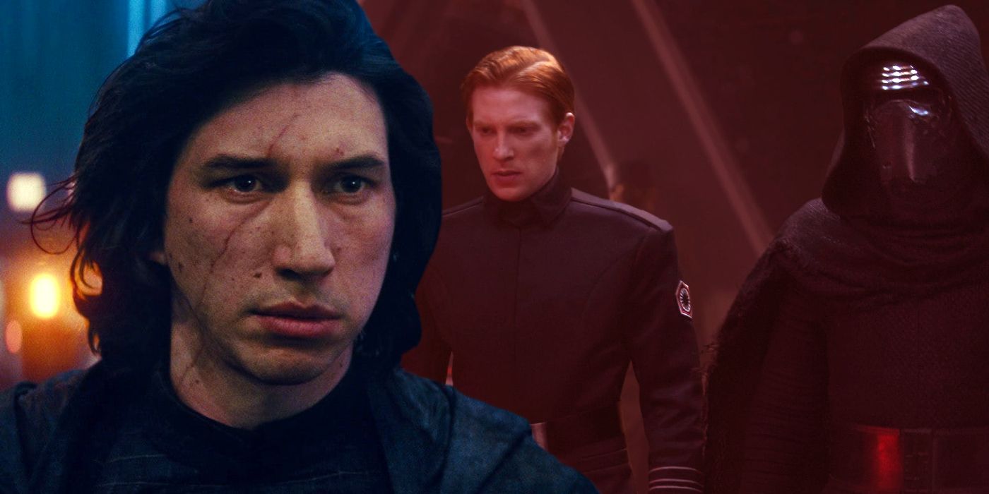 Adam Driver as Ben Solo/Kylo Ren and Domhnall Gleeson as General Hux in the Star Wars sequel trilogy