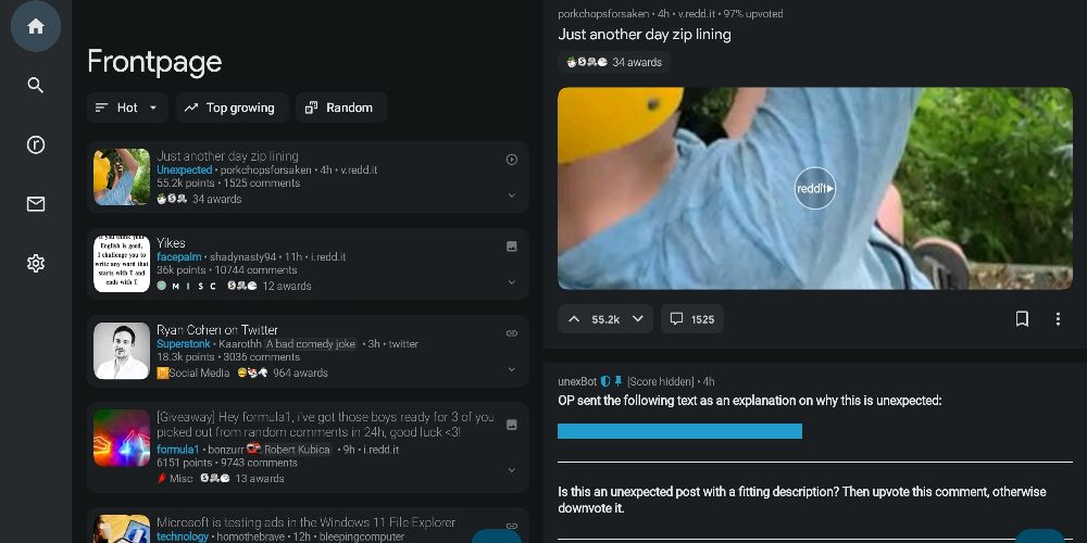 Sync's front page interface is displayed