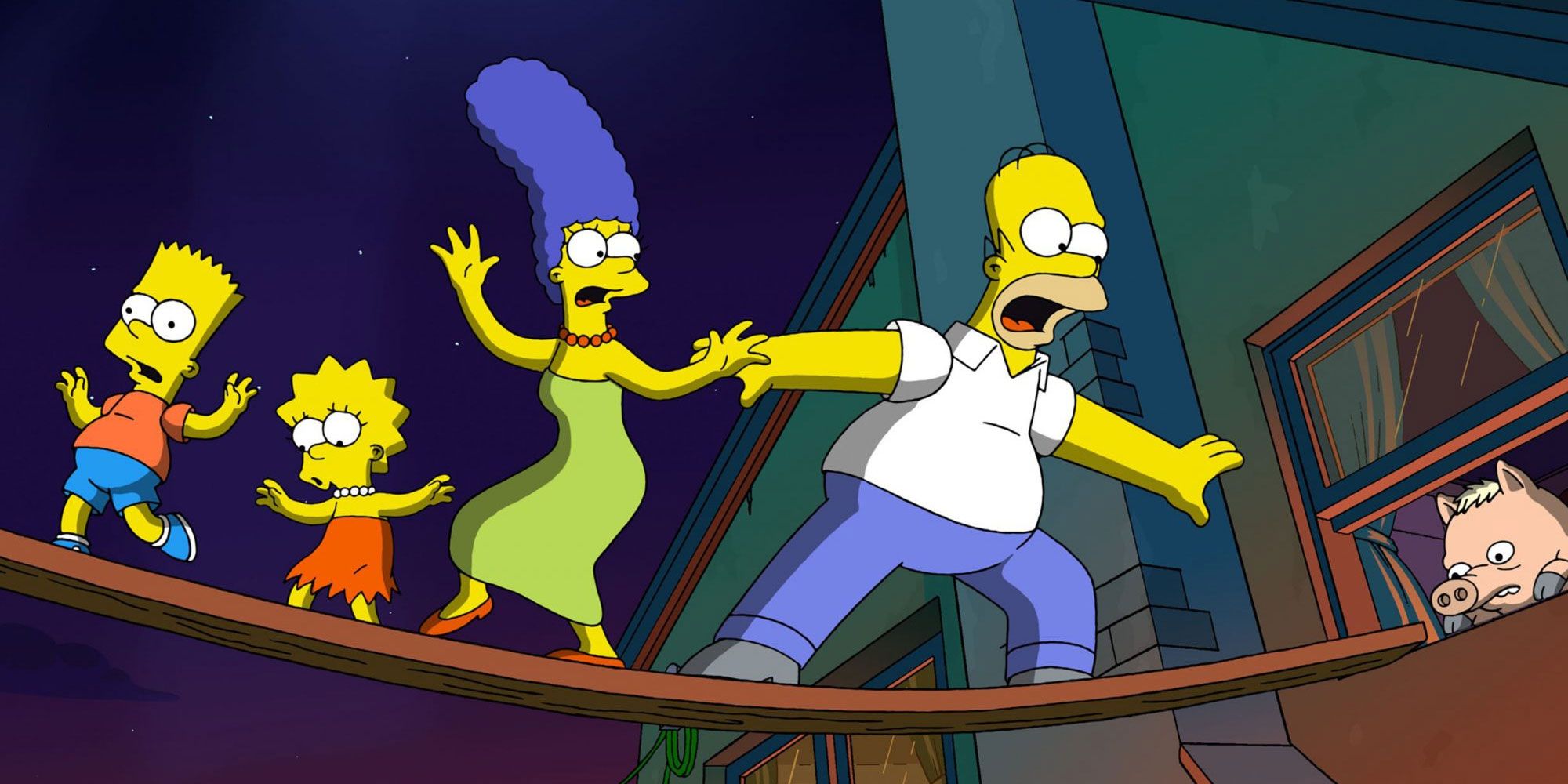 Homer, Marge, Lisa and Bart in The Simpsons Movie 