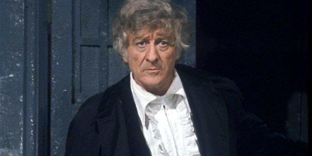 Third Doctor out of his TARDIS in Doctor Who