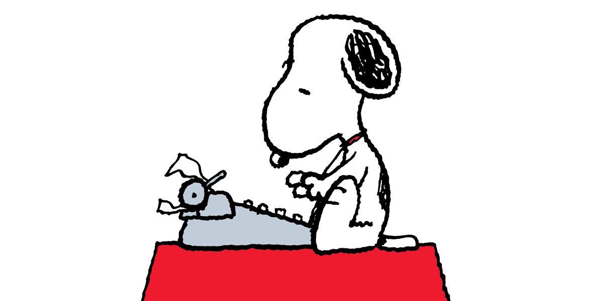 An image of Snoopy typing is shown.