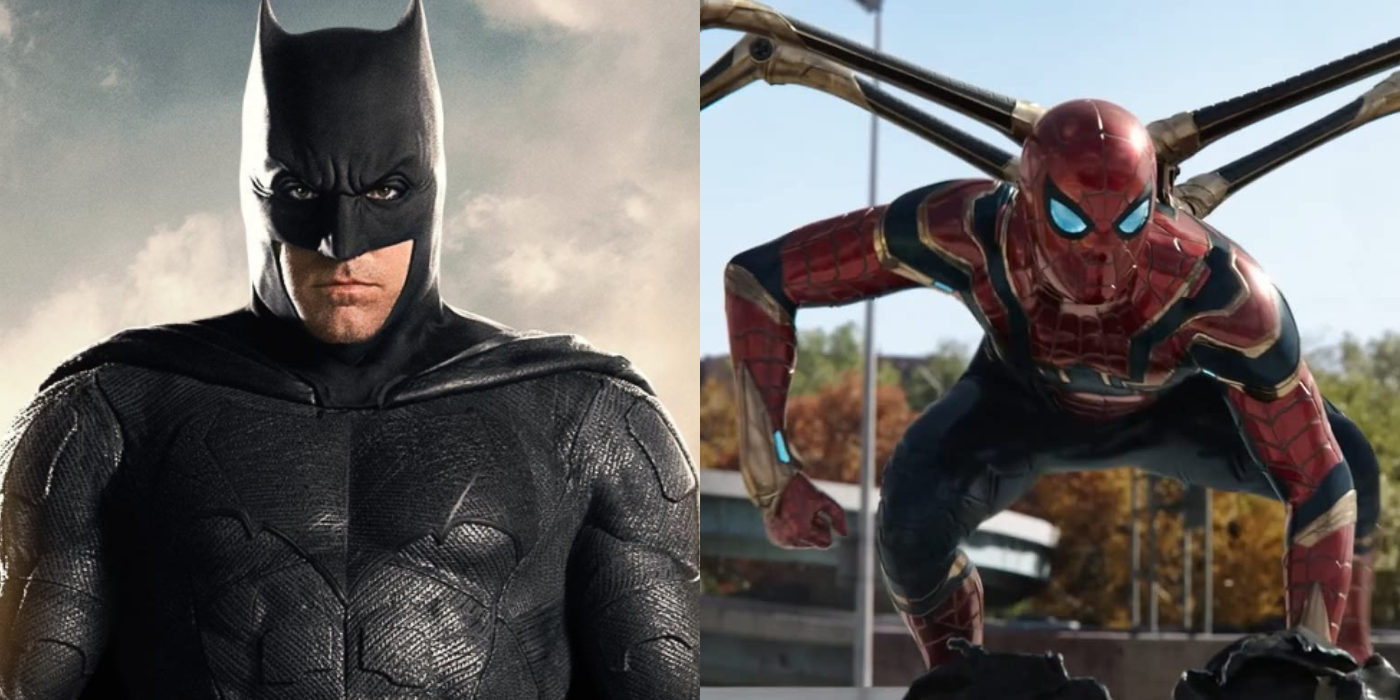 Batman and Spider-Man side by side
