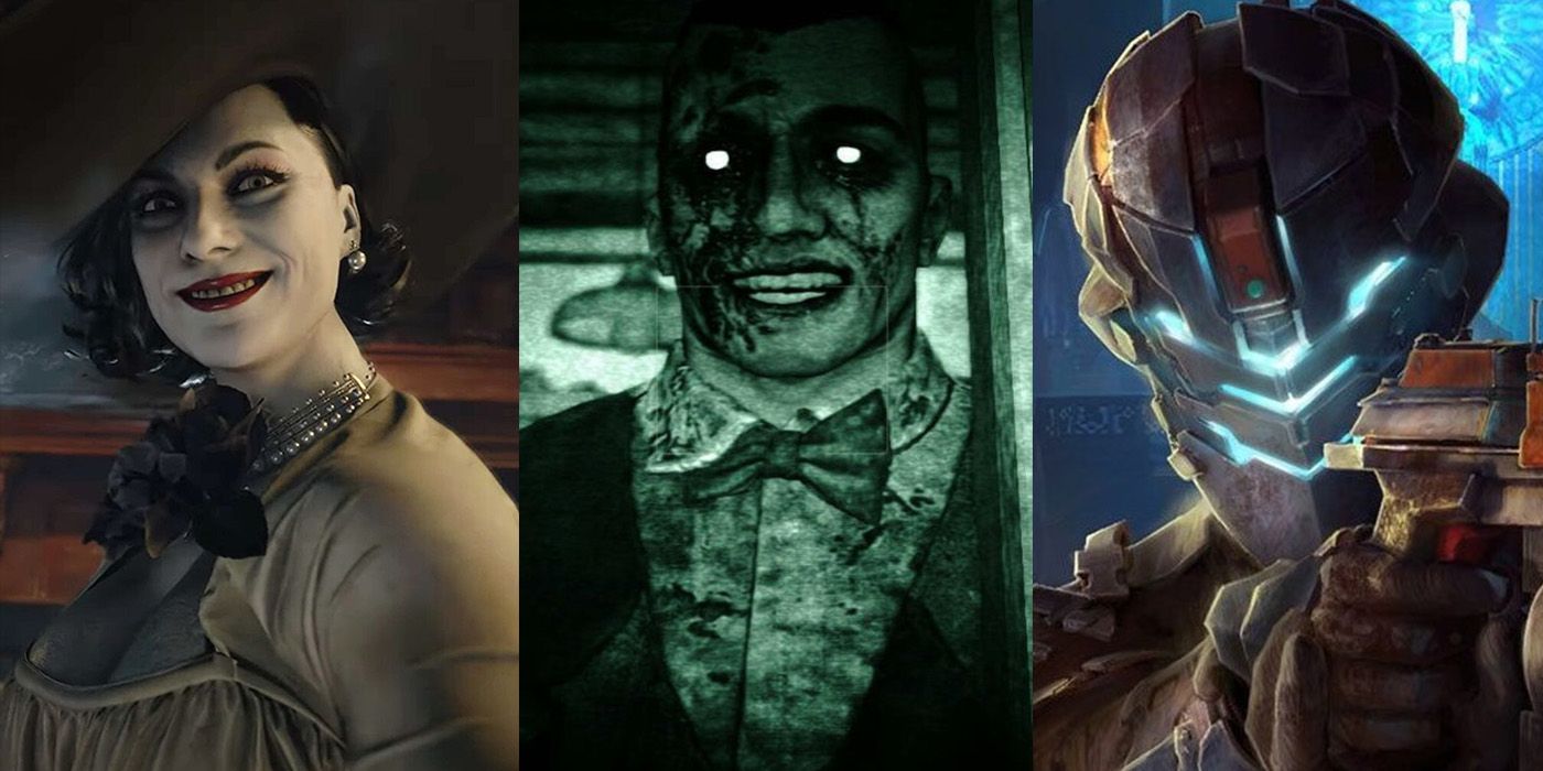 Featured image from games: Resident Evil Village, Outlast Whistleblower, and Dead Space 2.