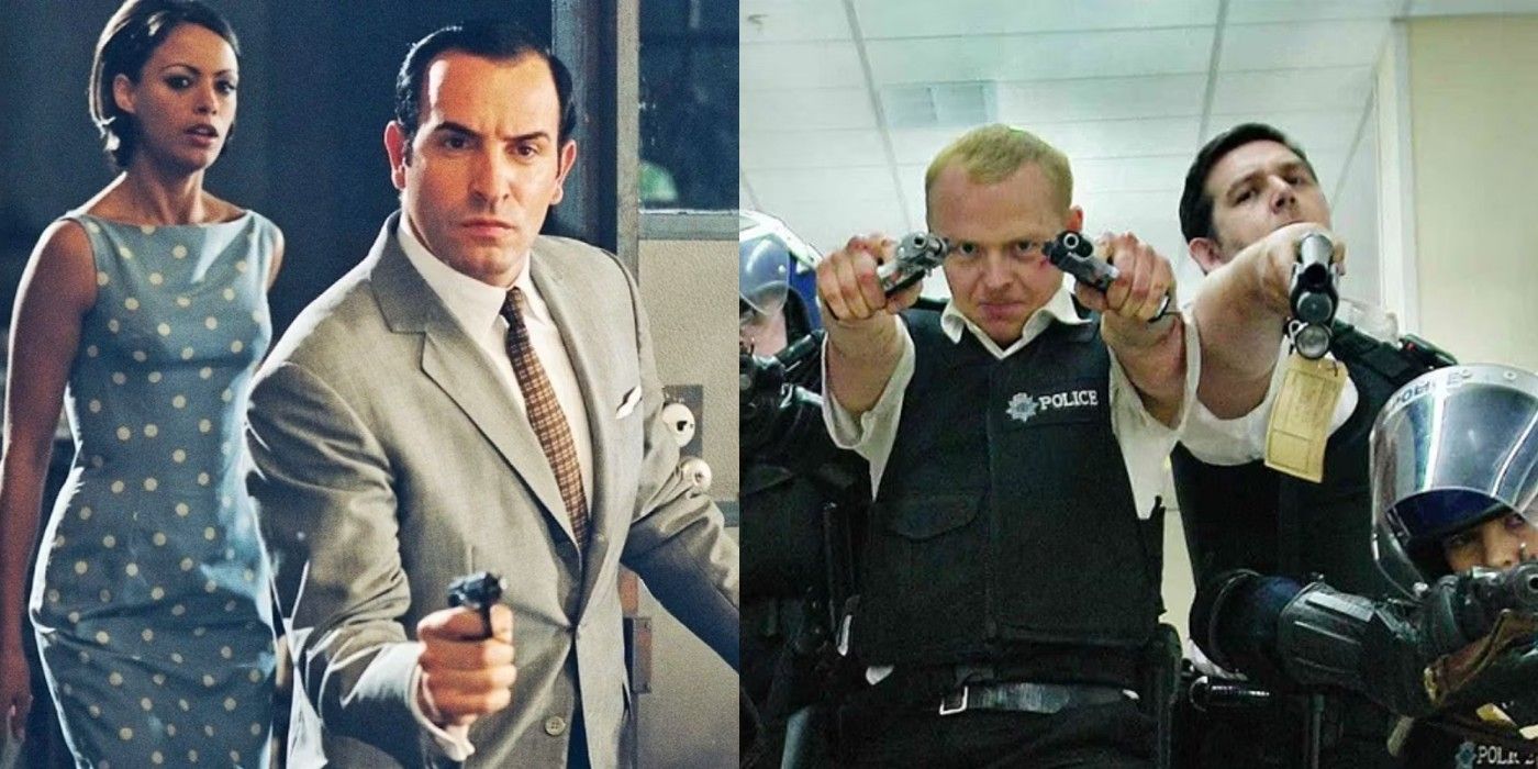 Split image of clips from OSS 117 and Hot Fuzz