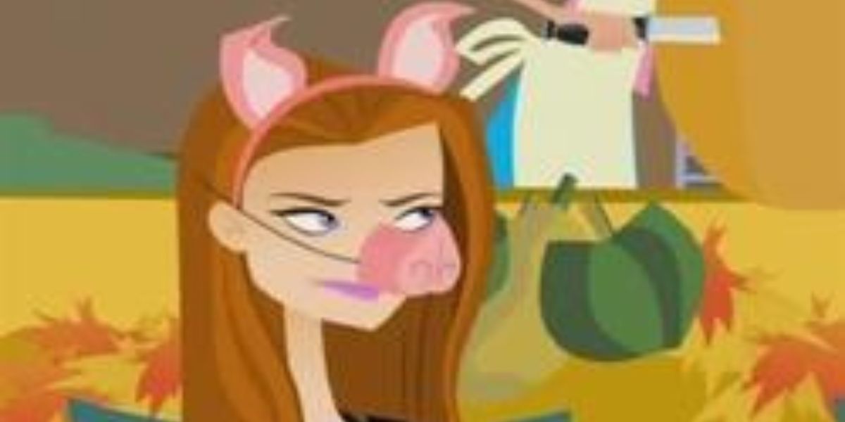 Jen wearing a fake pig nose in 6teen Boo, Dude