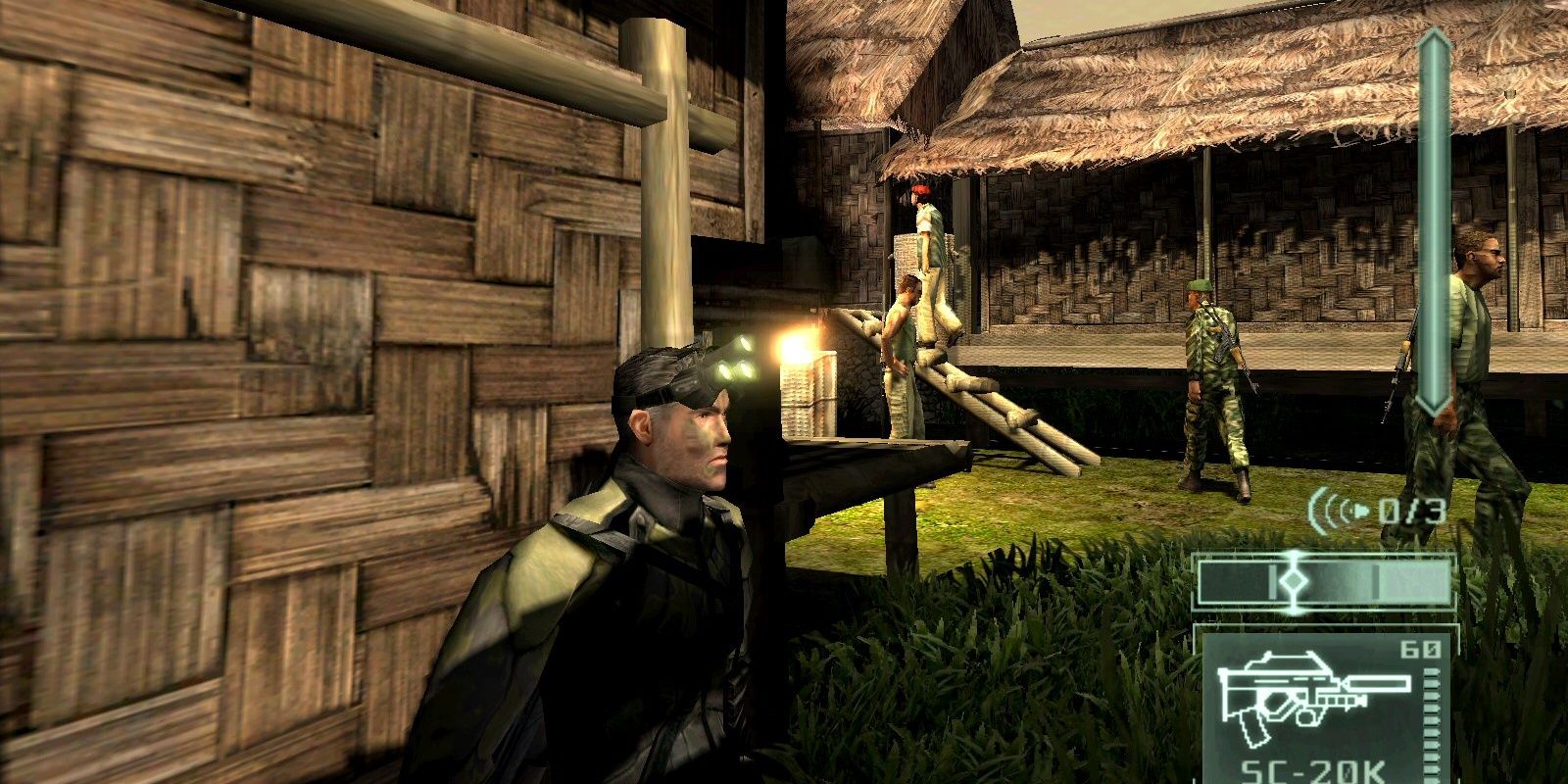 A man stands by the side of a house in Tom Clancy's Splinter Cell Pandora Tomorrow 