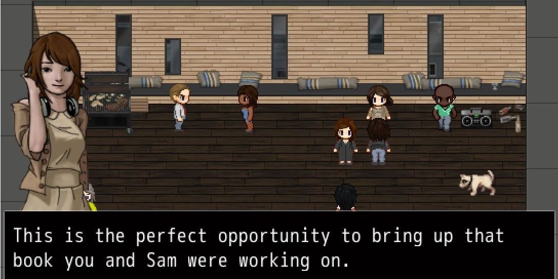 A screenshot of a conversation with a woman in Always Sometimes Monsters