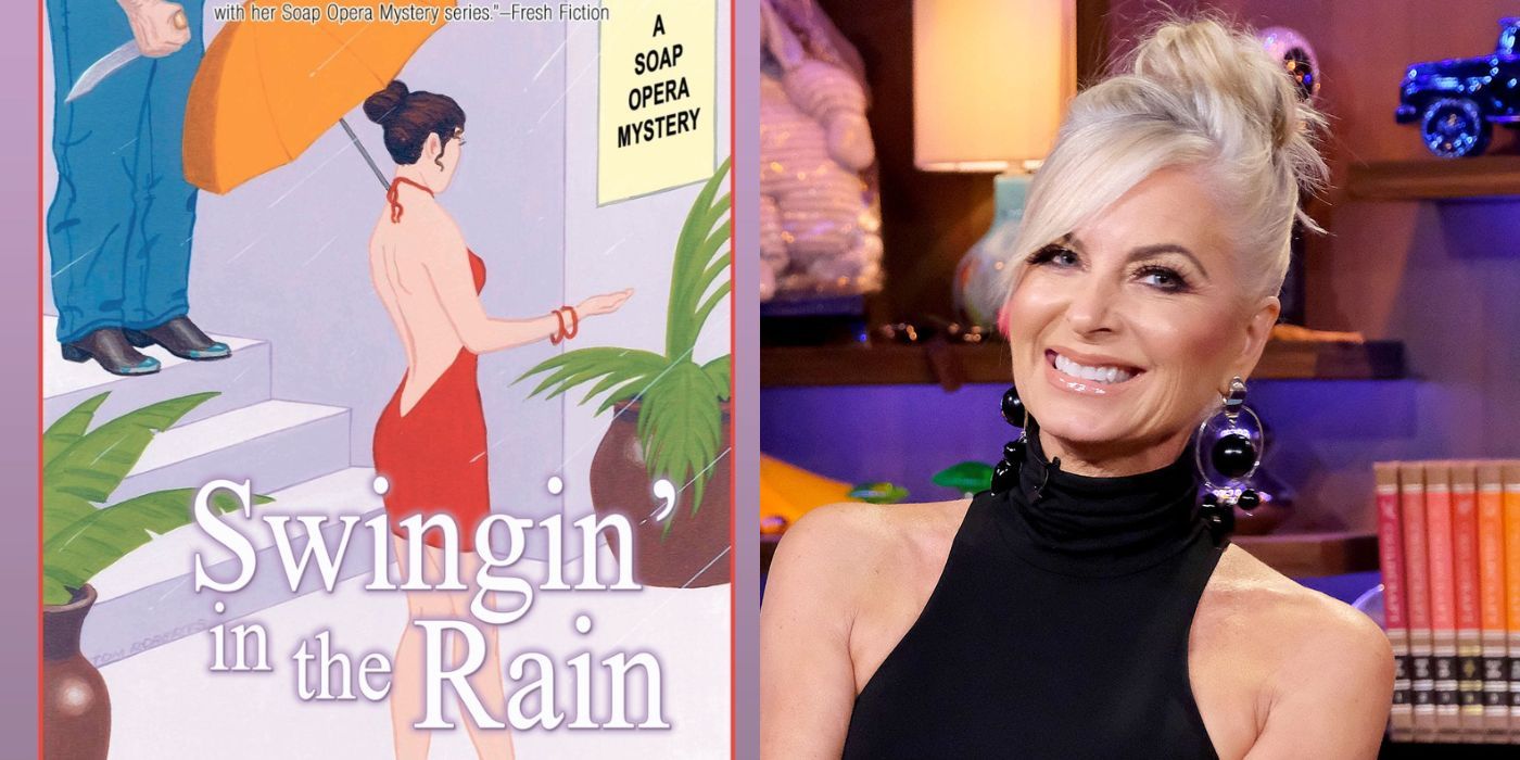 A split image of Eileen Davidson and her 4th book from RHOBH