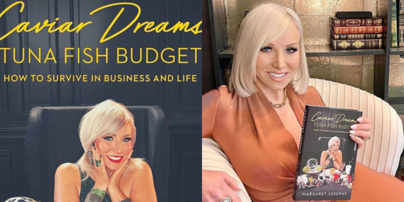 A split image of Margaret Josephs and her book from RHONJ