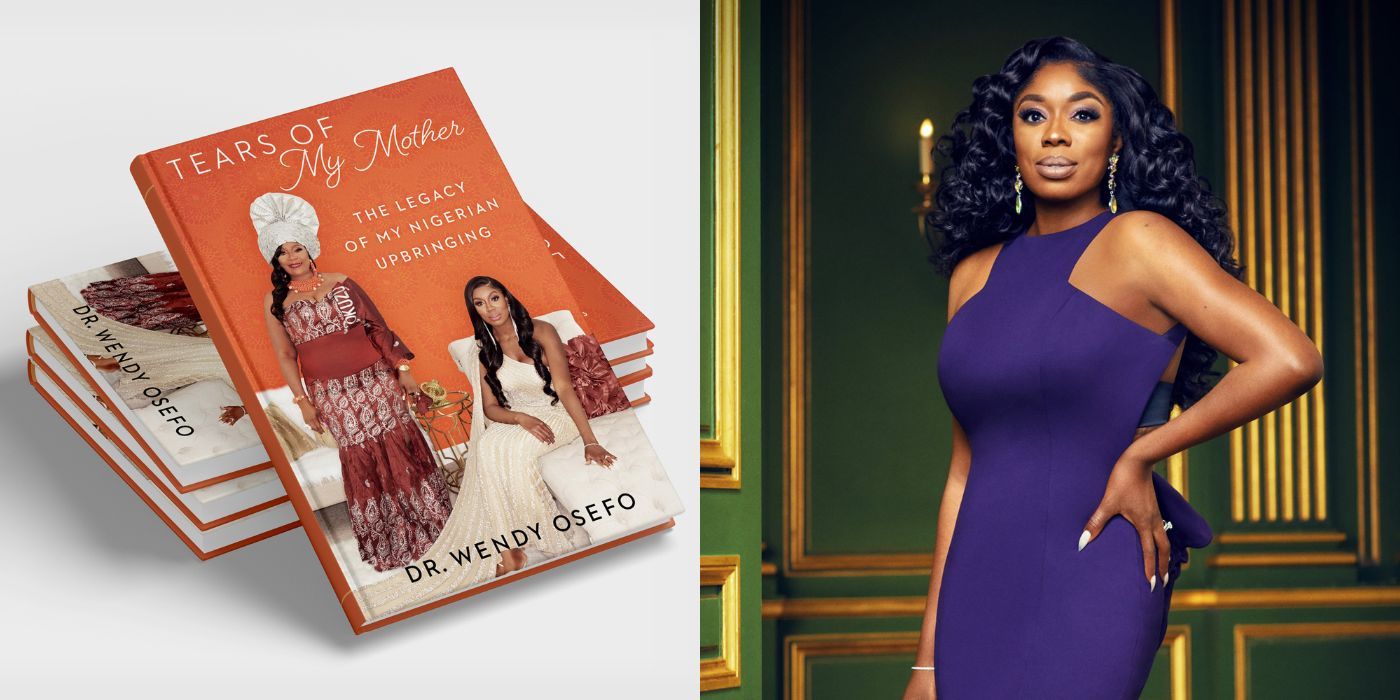 A split image of Wendy Osefo and her book from RHOP