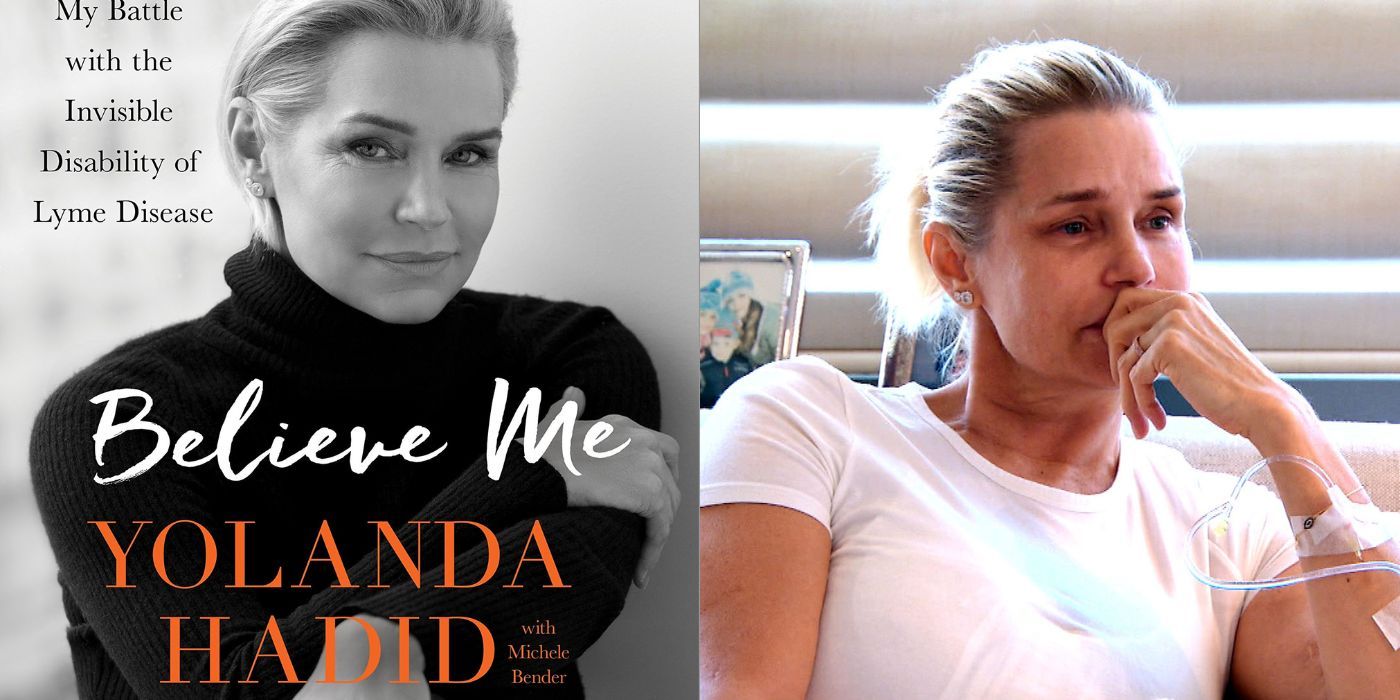 A split image of Yolanda Hadid and her book from RHOBH