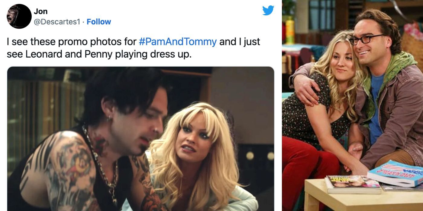 A split image of a meme from Pam and Tommy and TBBT