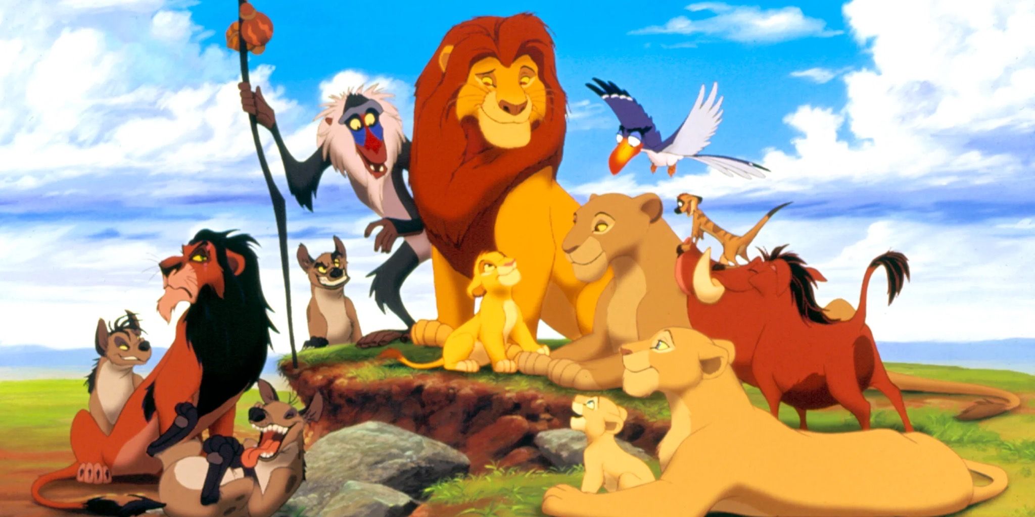 The characters gathered together in The Lion King (1994)