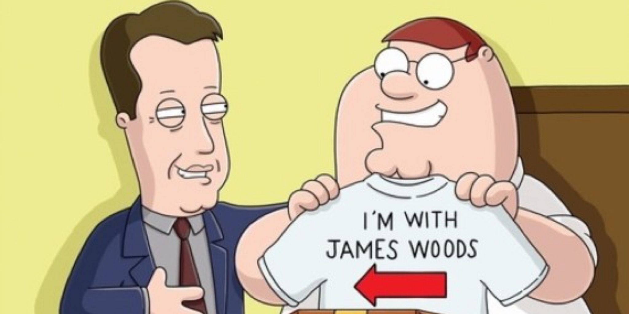 Uma foto de James Woods e Peter Griffin em Family Guy 