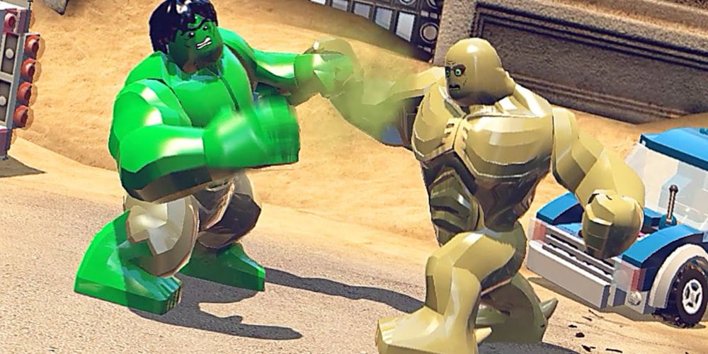Abomination fights Hulk in Lego Marvel Super Heroes Maximum Overload