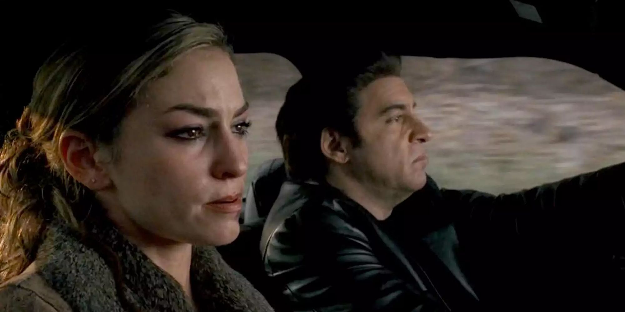 Adriana and Sylvio driving in The Sopranos