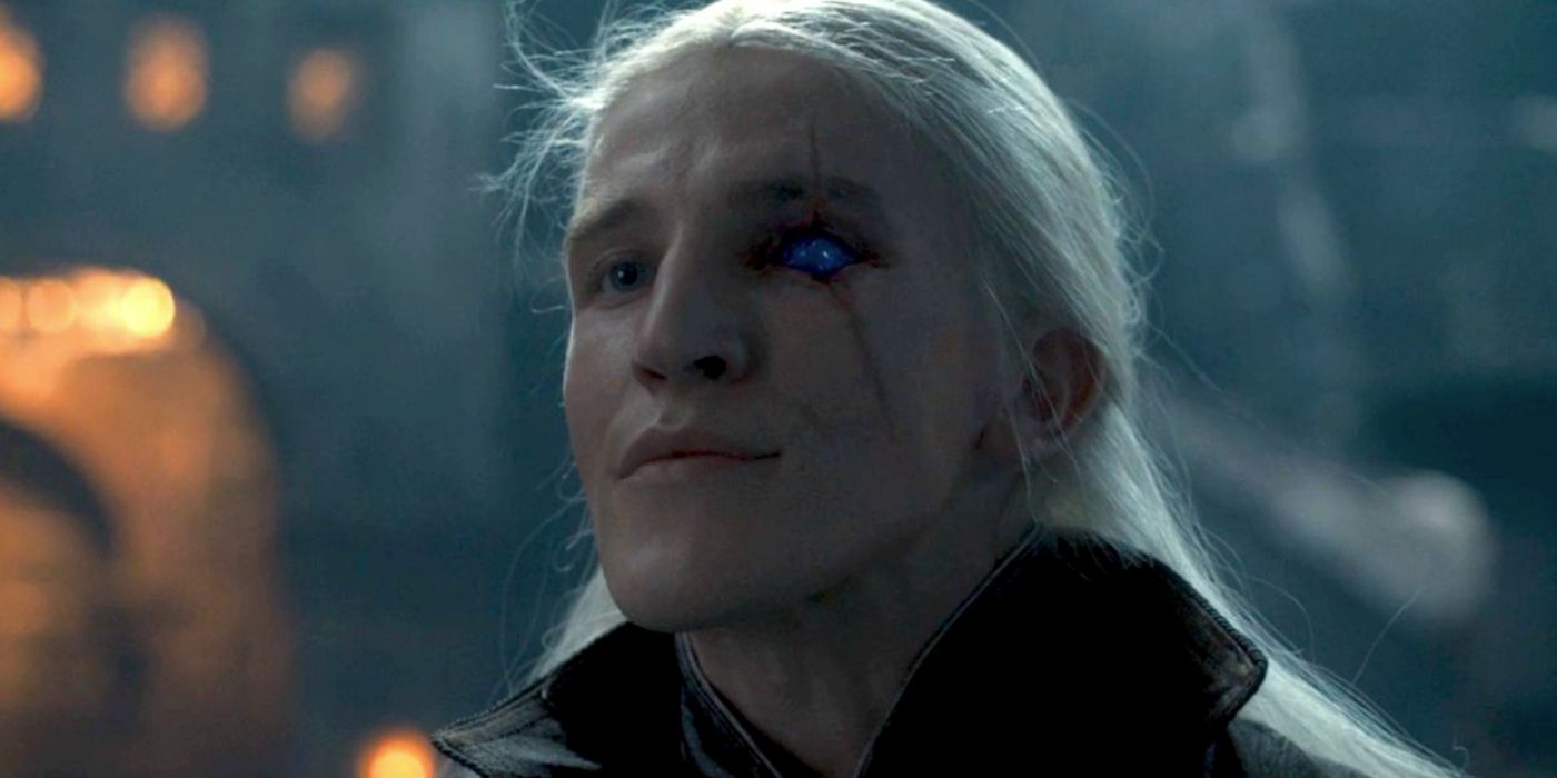 Aemond Targaryen without his eye patch on in House of the Dragon. 