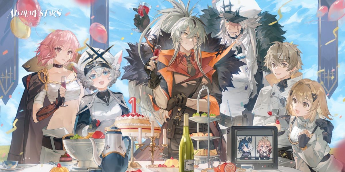 Characters of Alchemy Stars gather around a table