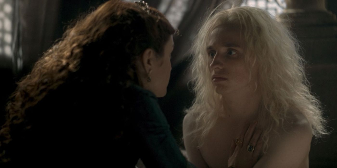 Alicent talking to Prince Aegon in House Of The Dragon.