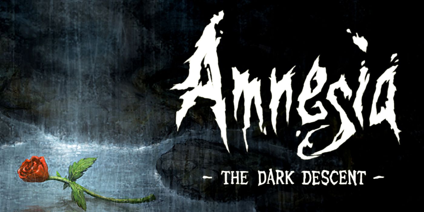 Arte promocional de Amnesia: The Dark Descent com uma rosa deitada em uma poça.