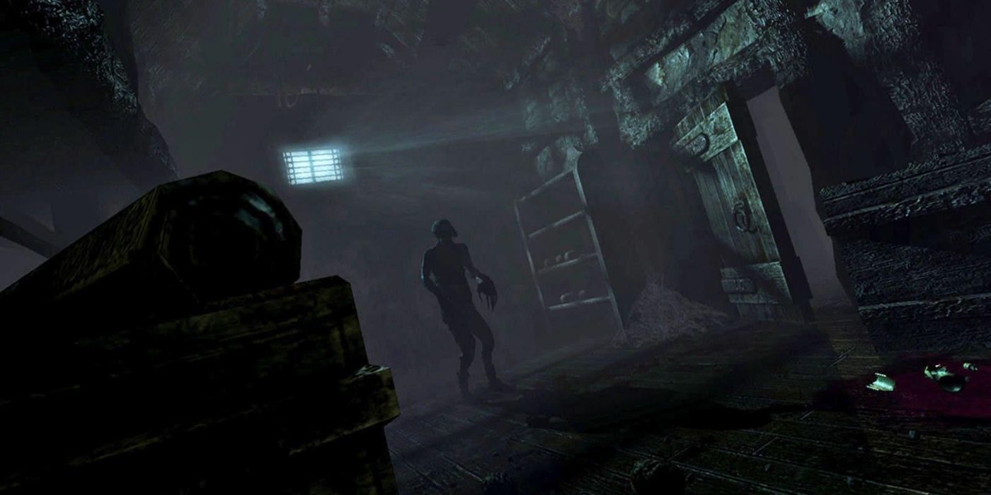 A creepy monster lurks in the darkness from Amnesia.