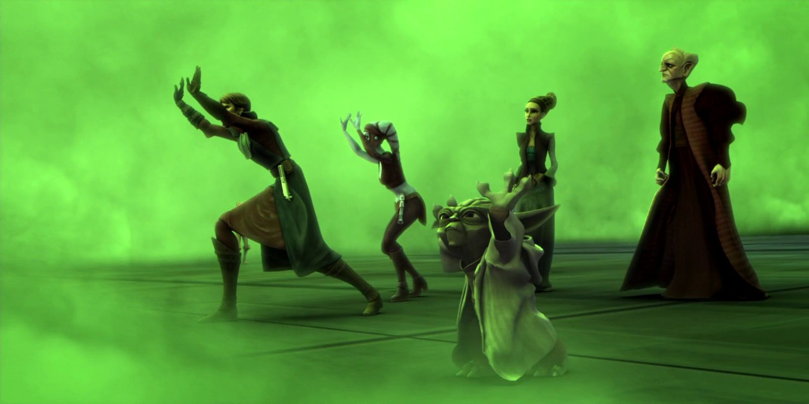 Anakin Skywalker, Yoda, Aayla Secura, Palpatine and Padme in Clone Wars(1)