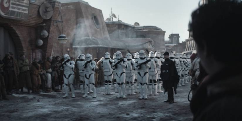 Clone troopers lined up in Andor