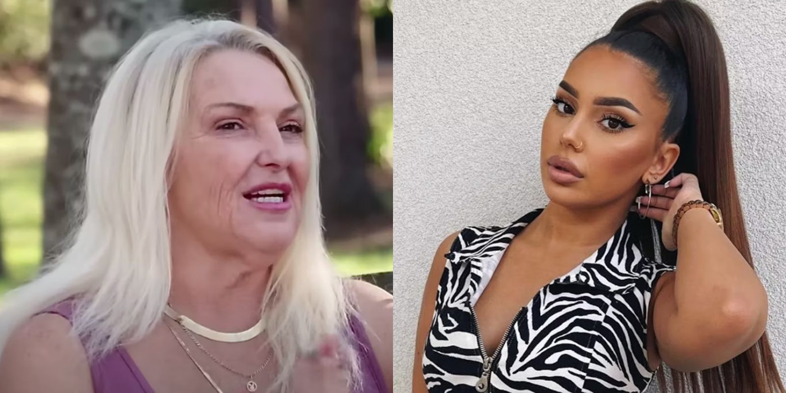 90 Day Fiancé stars Angela Deem and Miona Bell split image