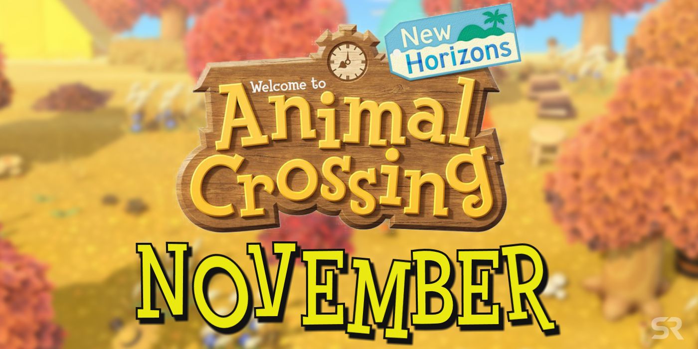 Animal Crossing Logo November with Fall Background