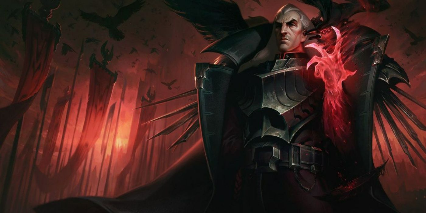 Artwork for the champion Swain from League of Legends.