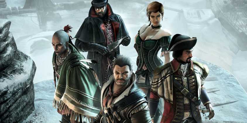 Assassin's Creed 3 multiplayer characters next to each other.