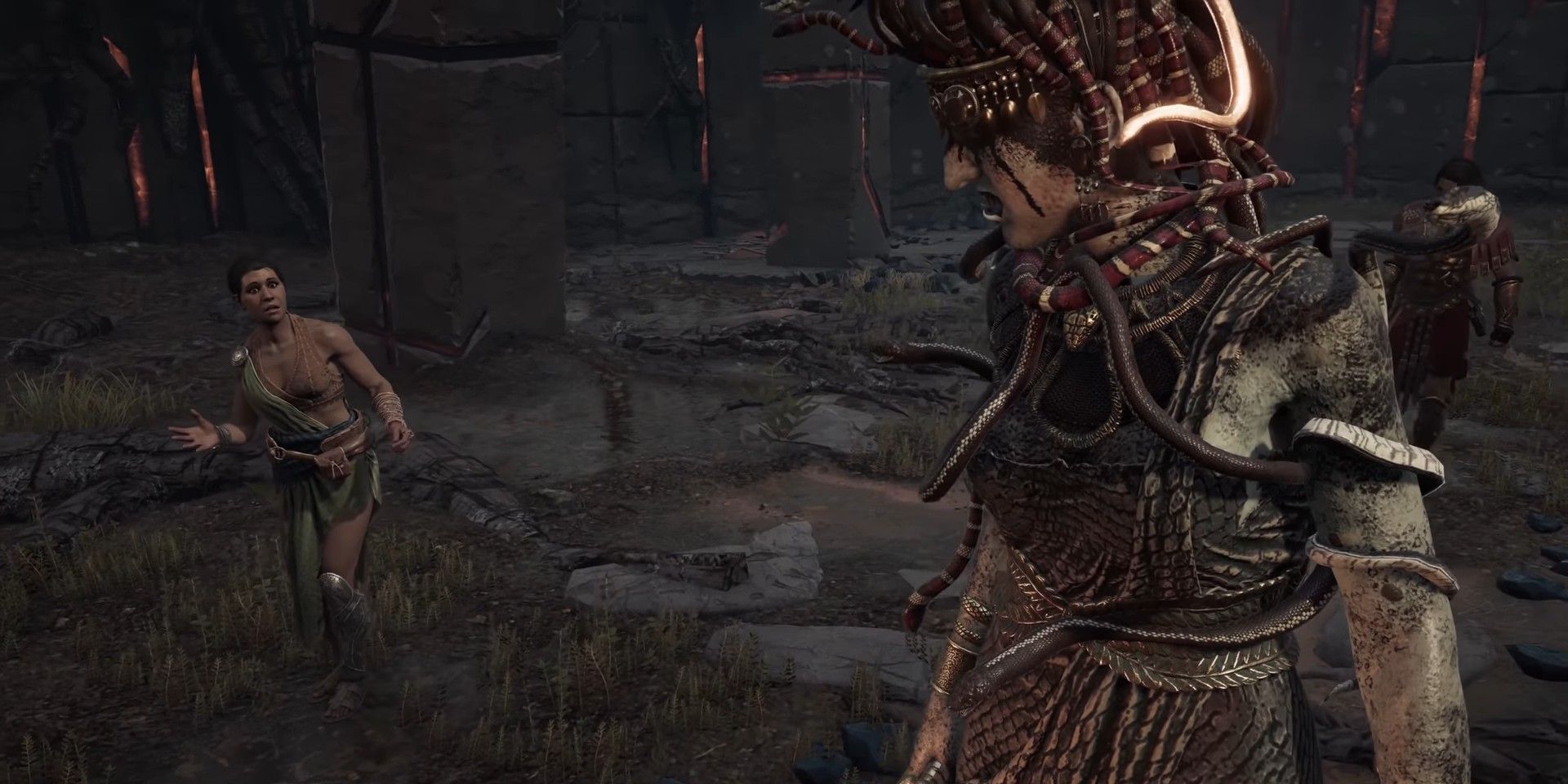Assassin's Creed Odyssey screenshot showing Medusa in Writhing Dread.