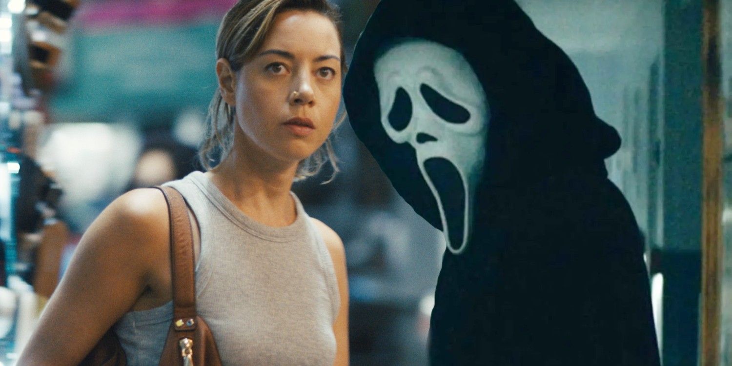 Aubrey Plaza and Scream Ghostface