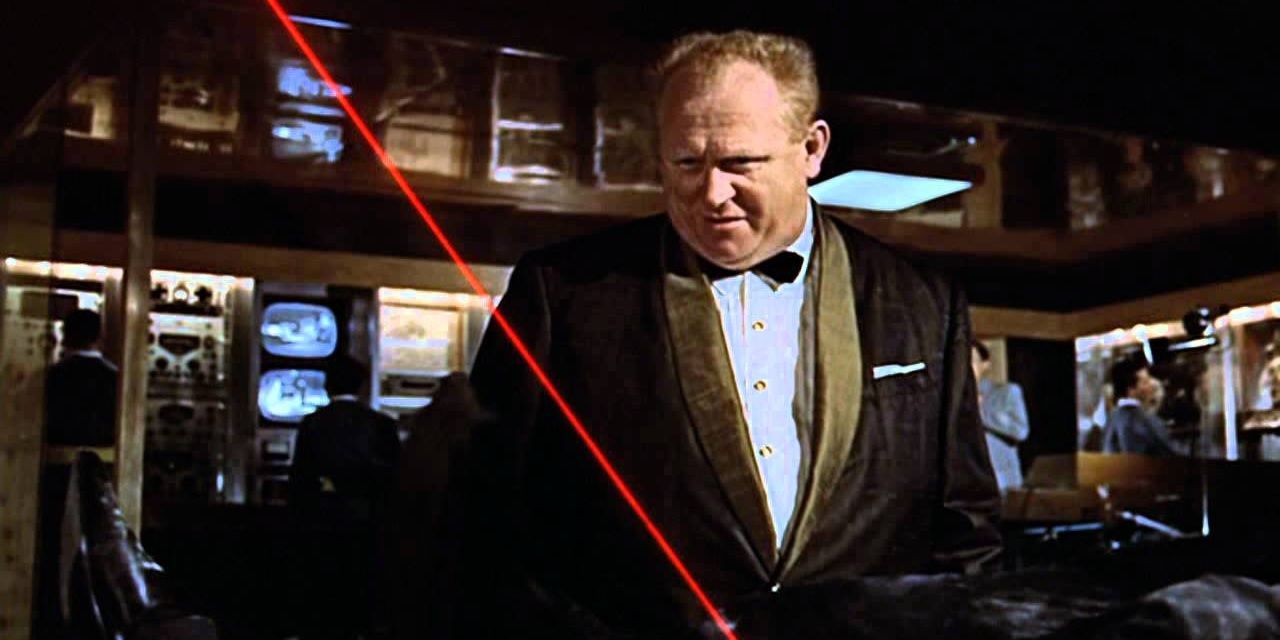 Auric Goldfinger with a laser beam