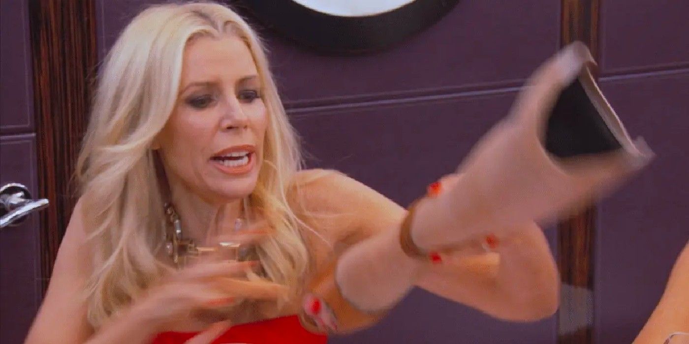 Aviva Drescher from RHONY throwing her prosthetic leg