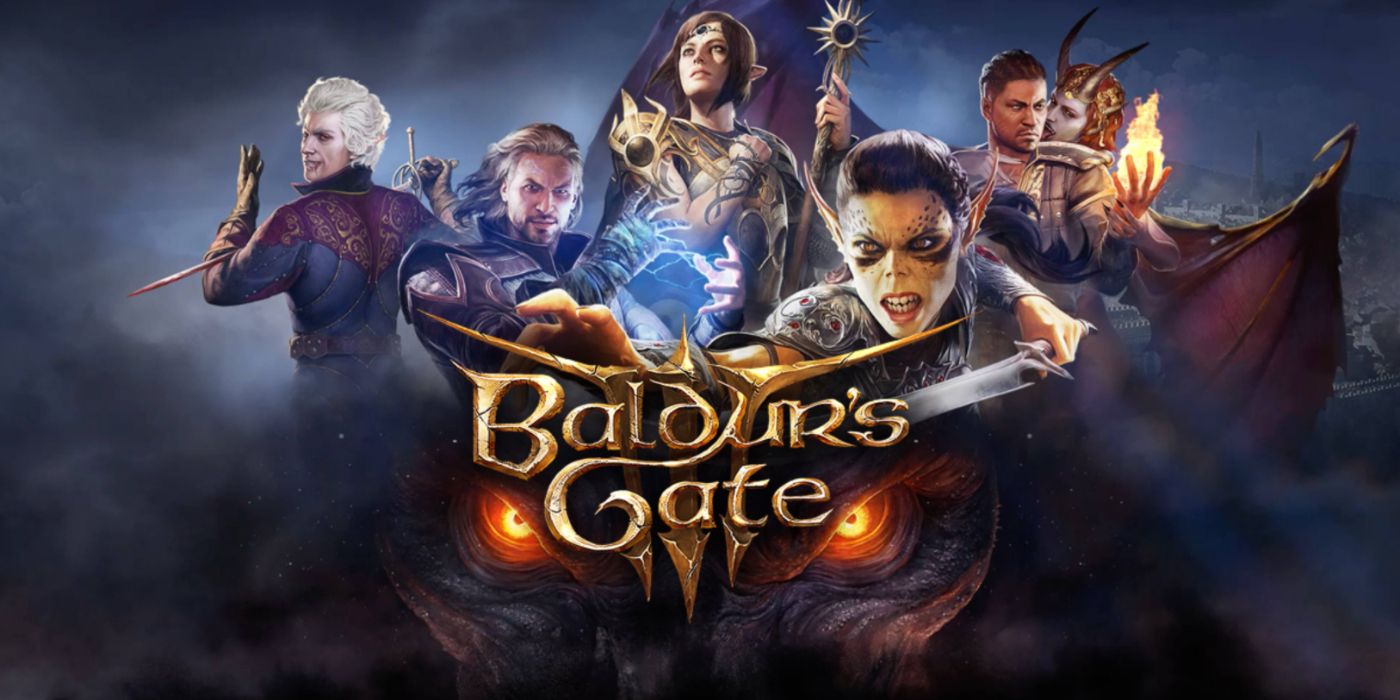 Baldur's Gate III promo art featuring a collage of the game's party of characters.