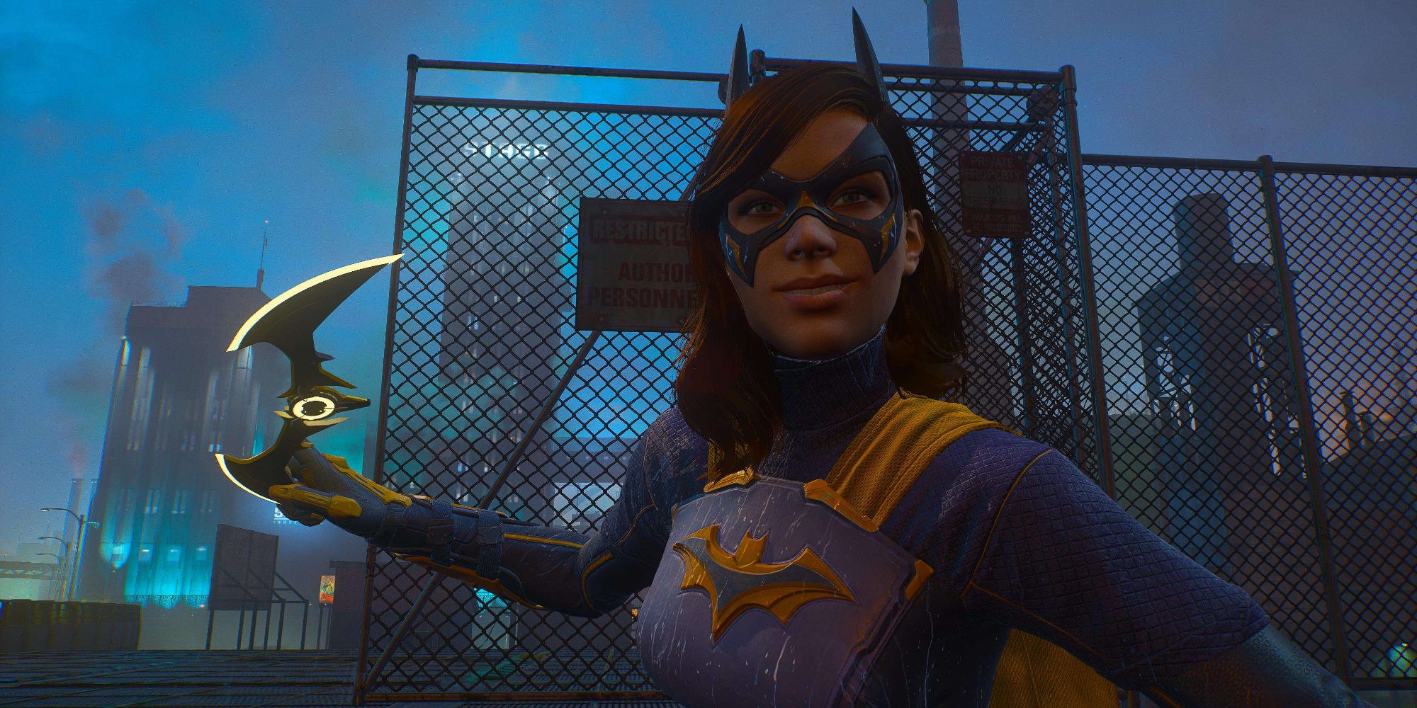 Batgirl empunhando um batarang em Gotham Knights (2022)