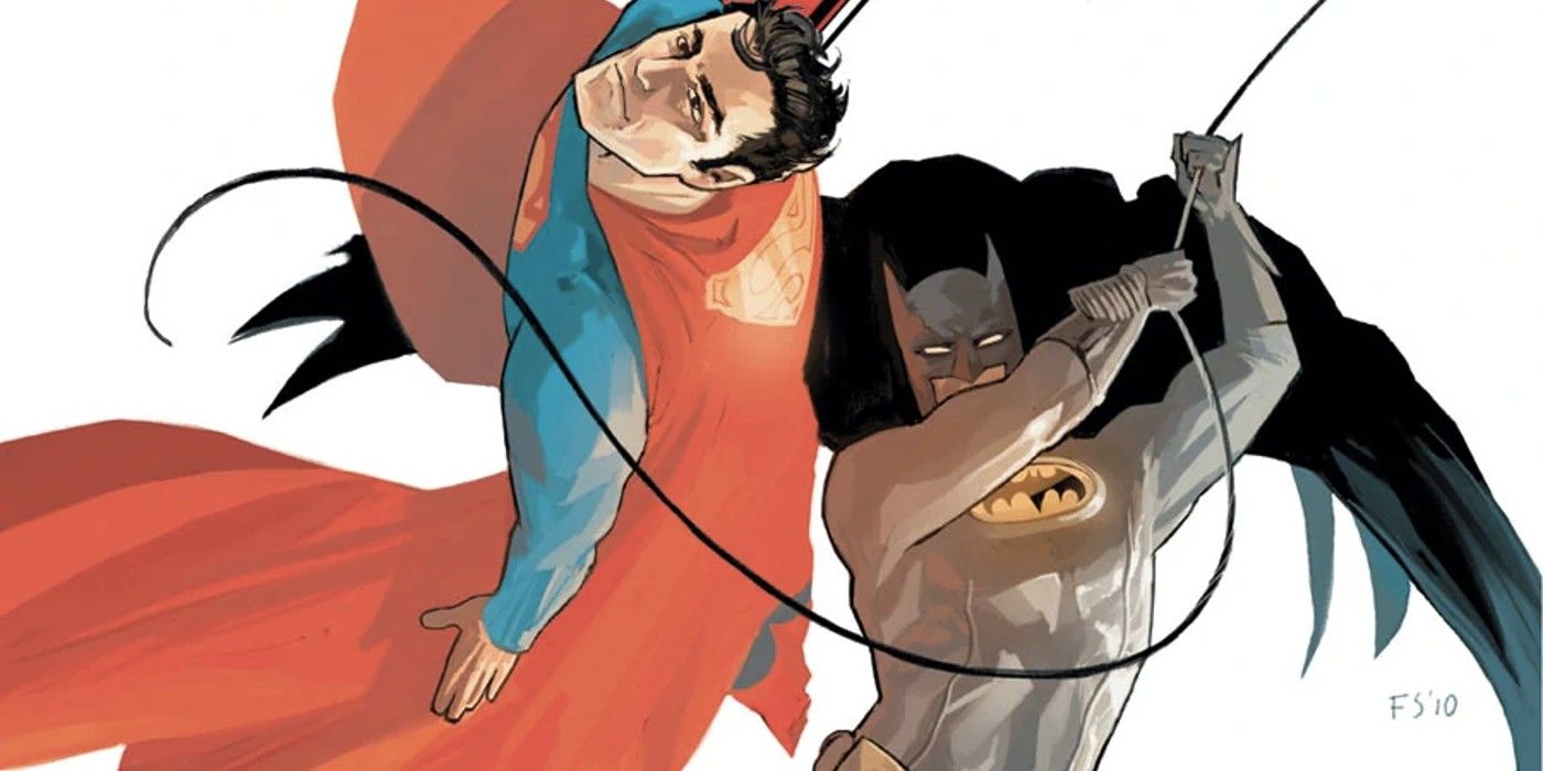 Batman and Superman flying into action together in Batman Superman 87 cover