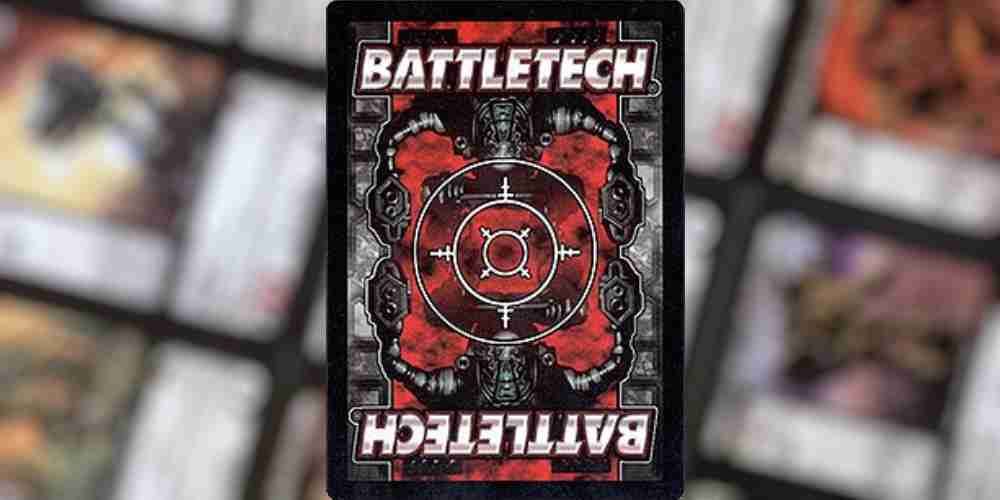 Battletech's card game cover appearing over a bunch of cards.
