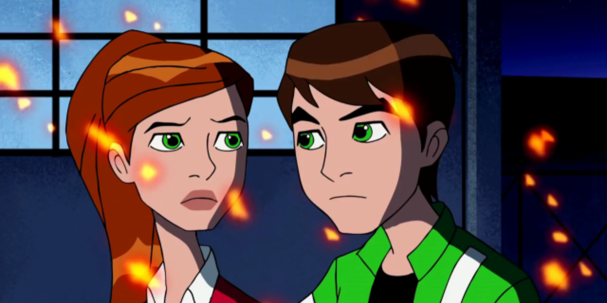 Ben and Gwen Tennyson looking at each other
