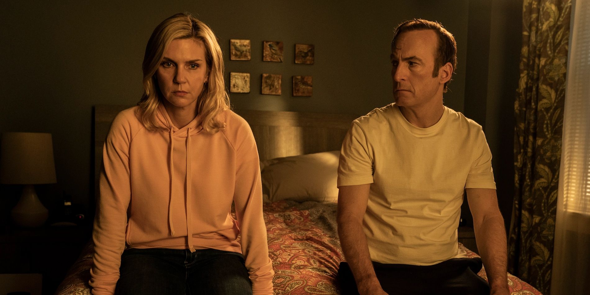 Better Call Saul image with Jimmy and Kim sitting on the bed.