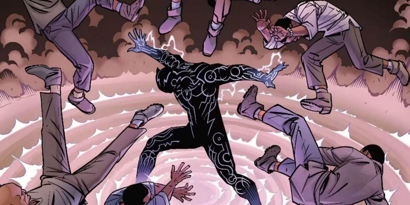 Black Panther causing a Vibranium Suit Shockwave
