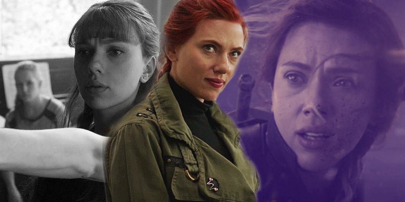 Scarlett Johanssen as Natasha Romanoff in the Red Room, looking forward in Endgame, on Vormir