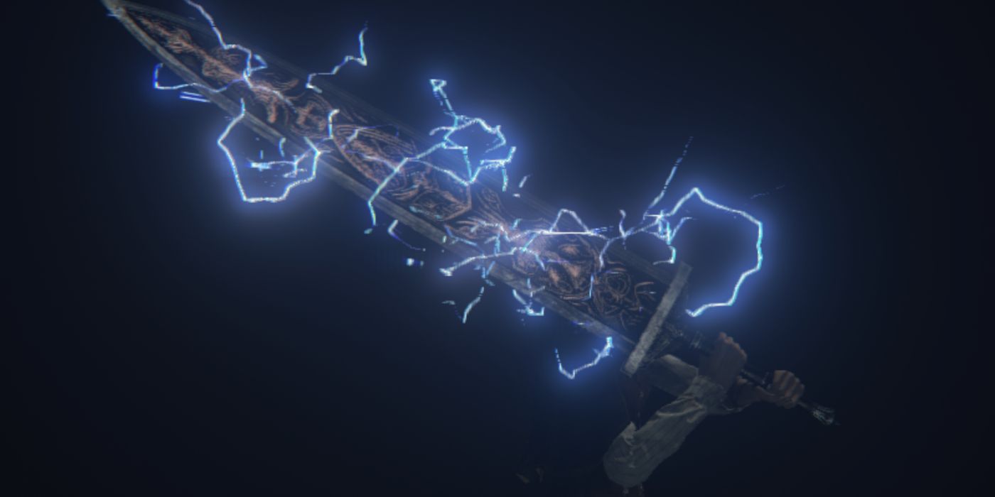 O Bolt Paper tendo um efeito em uma arma em Bloodborne.