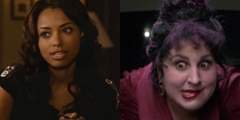 A split image features Bonnie Bennett from The Vampire Diaries and Mary Sanderson from Hocus Pocus