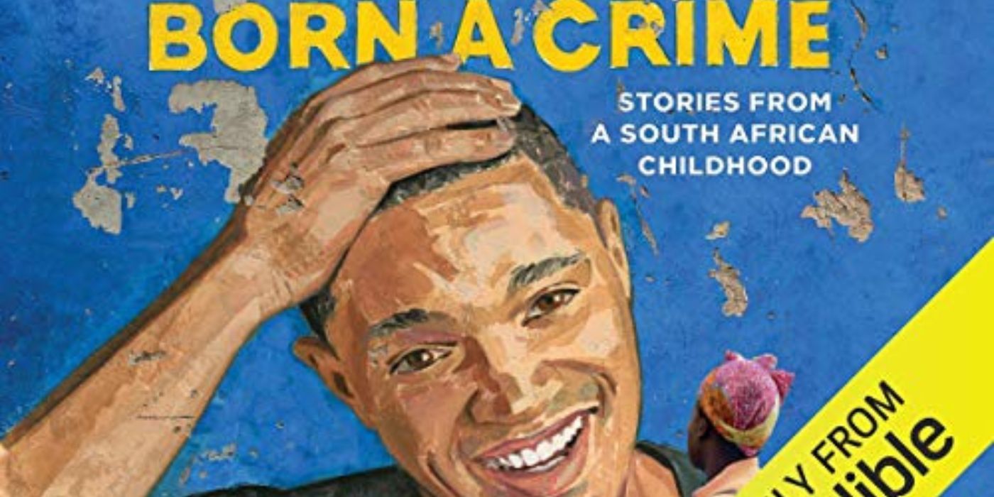 Cover to the novel Born A Sin showing Trevor Noah laughing.