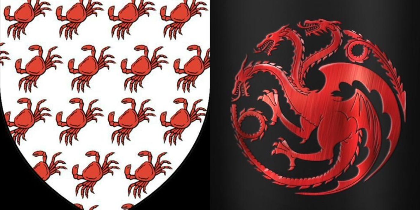 Os sigilos das casas Celtigar e Targaryen da Casa do Dragão. 