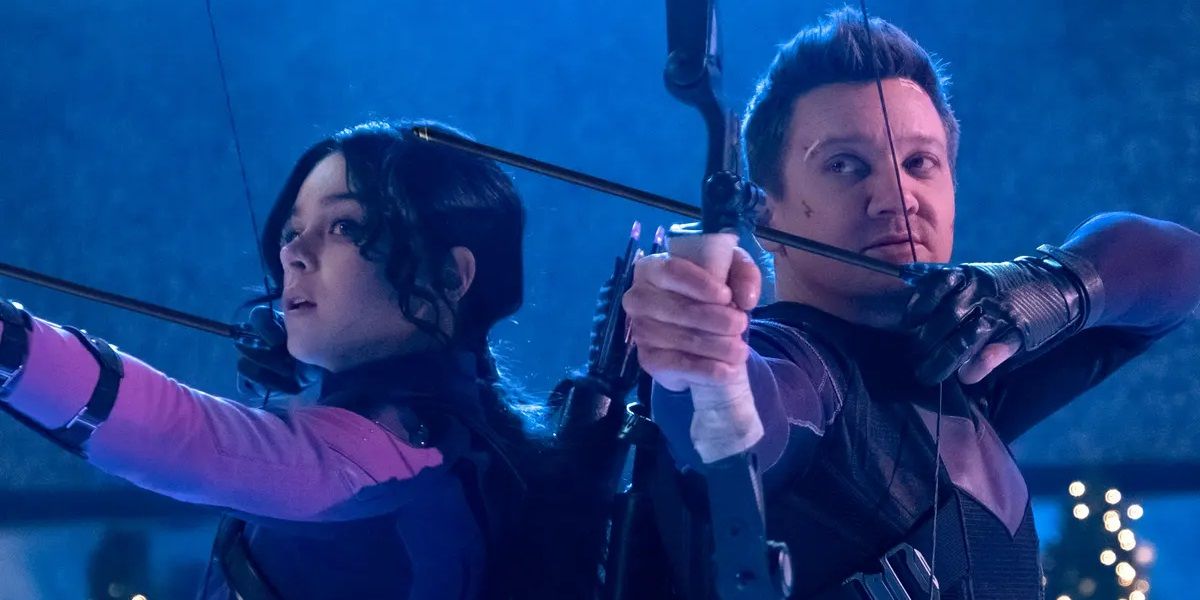 Clint and Kate shooting arrows in the Hawkeye finale